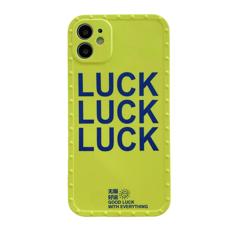 Happy good luck soft silicone phone case for iphone 12 11 pro max x xr xs max 7 8 plus green cute cover protective capa shell