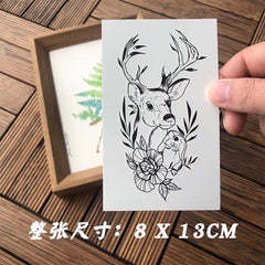 Waterproof Temporary Tattoo Sticker Black Elk Rabbit Rose Pattern Flash Tattoo Arm Body Art Fake Tattoo