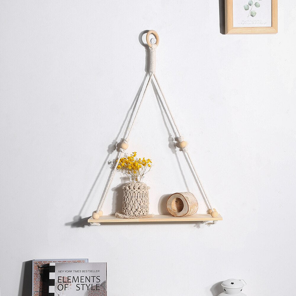 Macrame Plant Hanging Shelves For Wall Macrame Wall Hanging Shelf - Shelves for Bedroom & Plant,Boho Home Wall Decor Gift