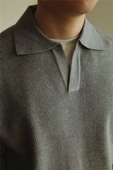 Hearujoy Fashion Solid Color Men Polo Kint Shirt Autumn Long Sleeve Turn-down V-neck Sweater Casual Jumper Tops Men's Knitwear Clothe