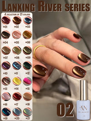 YICKYUE  -  12ml 1-21pcs Brown Gold Glass Bead Cat Eye Gel Nail Polish Autumn Nails Magnet Gel Polish Gold Nails Red Nails Nail Art Blue