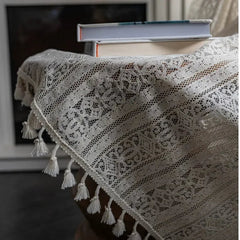 YICKYUE  -  Boho Crochet Curtains For Bedroom Cafe Curtains,Vintage Farmhouse Lace Sheer Tassel Curtains Short Kitchen Bathroom Curtains