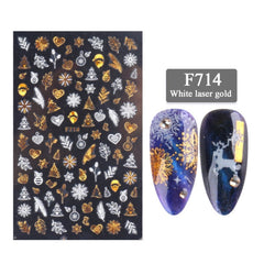 Winter Nail Art Designs 3D Cute Sticker Cartoon Christmas Slider New Year Holiday Polish Decal Manicure Decorations LACA717-724