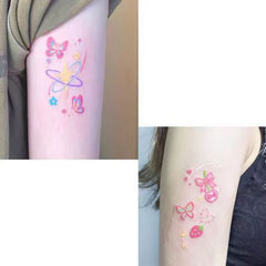 YICKYUE  -  Cherry Butterfly Star Temporary Tattoo Stickers Waterproof Cute Girl Fake Tattoo Female Arm Small Pattern Color Faux Tatouage