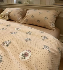 YICKYUE  -  Vntage romantic sweet flower heart bed set,twin full queen retro pastoral cotton home textile flat sheet pillowcase duvet cover