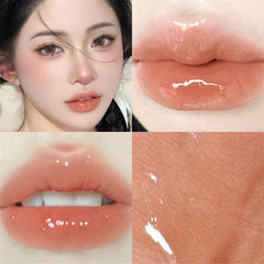 Yickyue Apricot Tea Brown Jelly Lip Gloss Watery Mirror Liquid Lip Glaze Long Lasting Moisturizing Shiny Lip Tint Makeup Women Cosmetics