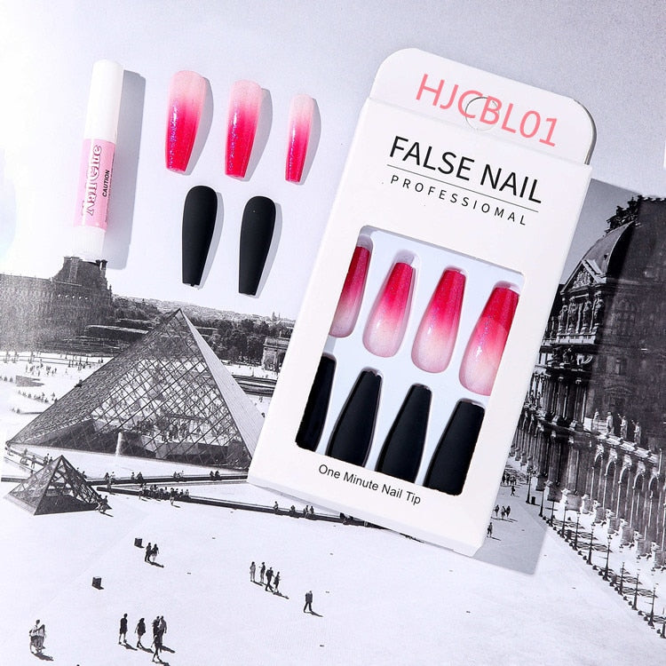 Nail Art Matte Gradient Ballet Acrylic Fake Nails Press On Nail Powder Tips Tools For Manicure Decoration Accessories JJZJ02