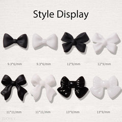 50pcs/lot Classic Black and White Nail Art Bows Resin 3D Nail Art Decoration DIY Manicure Design Simple Style Nail Accessories