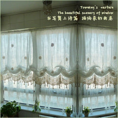 150*175cm Pastoral Style Adjustable Balloon Curtain Living Room Shade White Window Treatment Curtains For Windows