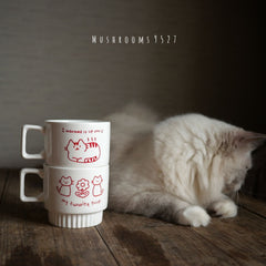 Creative Kawaii Kitten Ceramic Korean Stacking Cup Office Coffee Breakfast Cup Cute Couple Cup with Souvenir