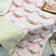 YICKYUE  -  Autumn Winter Single Blanket Fleece Thick Warm Quilt Office Nap Blankets French Classic Printing Velvet Blanket Home Bedding