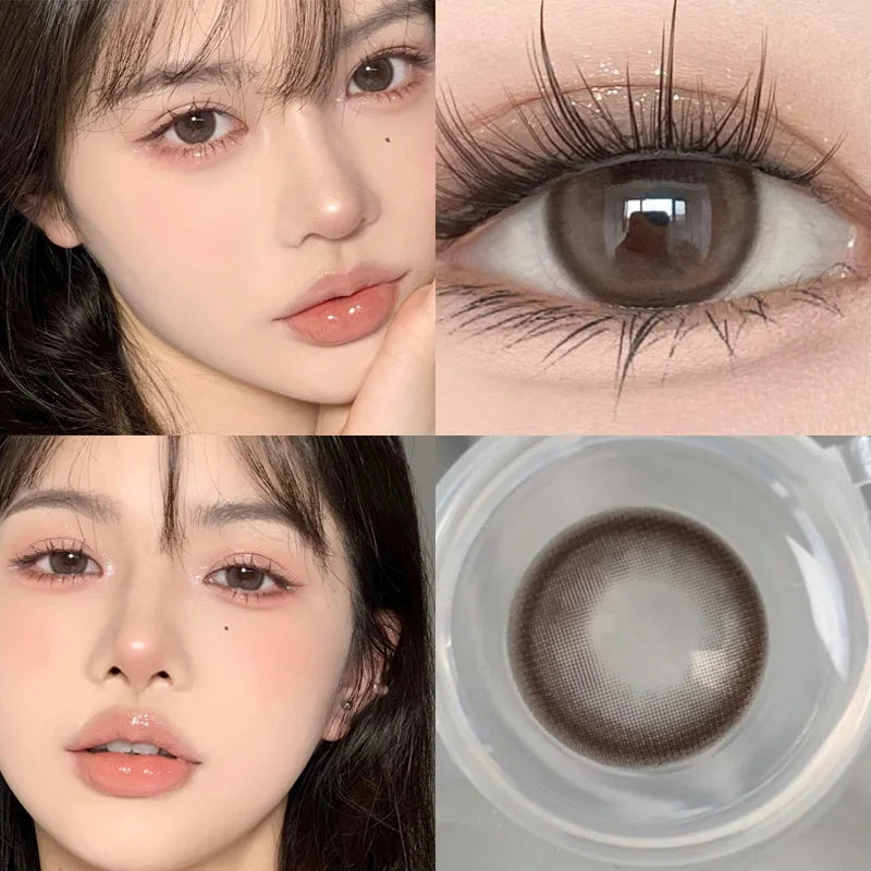 YICKYUE  -  2pcs Color Contact Lenses With Nature Black Lenses Myopia Degree-0.00~ -8.00 Beauty Pupil Makeup Eye Free Shipping