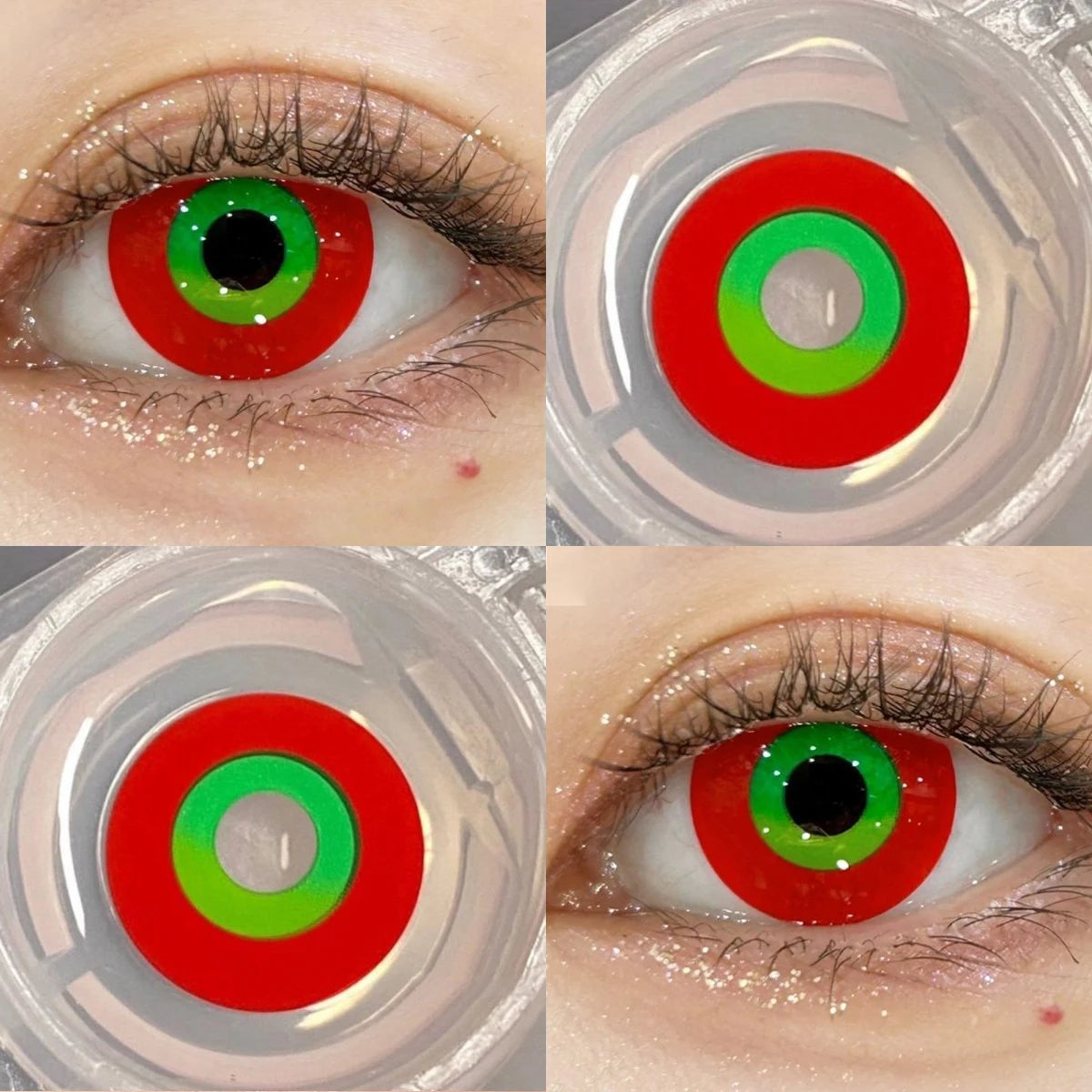 YICKYUE    1pair Green Halloween Color Contact Lenses Crazy Circle Lens Anime Softlens