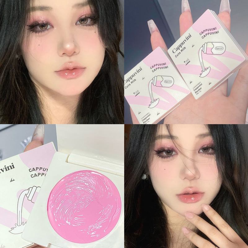 YICKYUE  -  Milk Cream Face Makeup Blusher Natural Smooth Nourishing Cheek Blush Gel Long Lasting Grape Purple Rouge Mud Pigmented Cosmetic