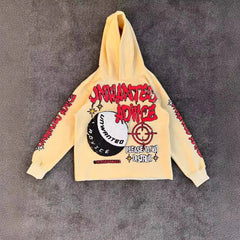 Hearujoy  2024 Y2k Long Sleeved Foam Printed Pullover Hoodie, Sweatshirt And Pants Two Piece Streetwear Trendy Wear Dark Vintage Casual