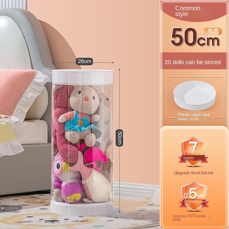 Plush Doll Storage Bucket Children's Toy Storage Box Doll Doll Storage Container Cylinder Rotation