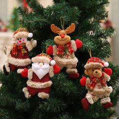 Christmas Tree Small Doll Snowman Deer Bear Fabric Puppet Small Hanging Pendant Children's Puzzle Toy Gift