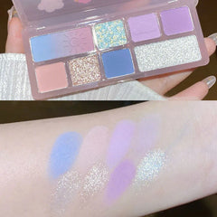 Yickyue 8 Color Eyeshadow Palette Brown Green Glitter Pearlescent Matte Eye Shadow Blush Makeup Waterproof Lasting Eye Pigments Cosmetic