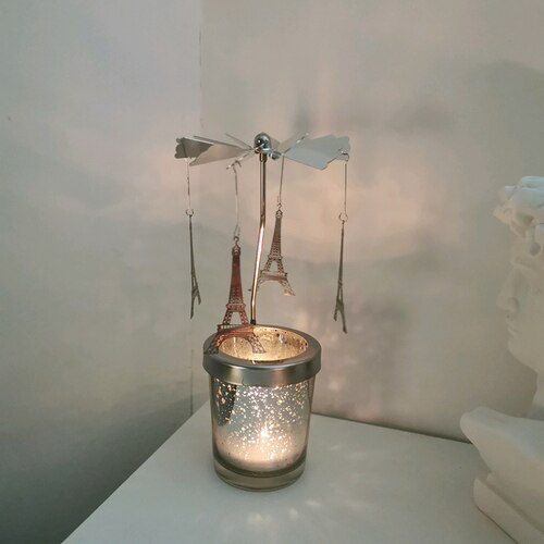 European Style Cup-shaped Candle Dream Rotating Candle Aromatherapy Candlestick Iron Girl Heart Romantic Retro Ornament Lantern
