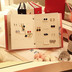 Earrings Jewelry Storage Box Bracket Earring Organizer Display Stand Portable Jewelry Bag Foldable Book Shape Leather Creative