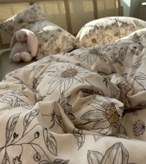 YICKYUE  -  Romantic vintage pastoral flower bedding set,twin full queen french floral cotton home textile bed sheet pillow case quilt cover