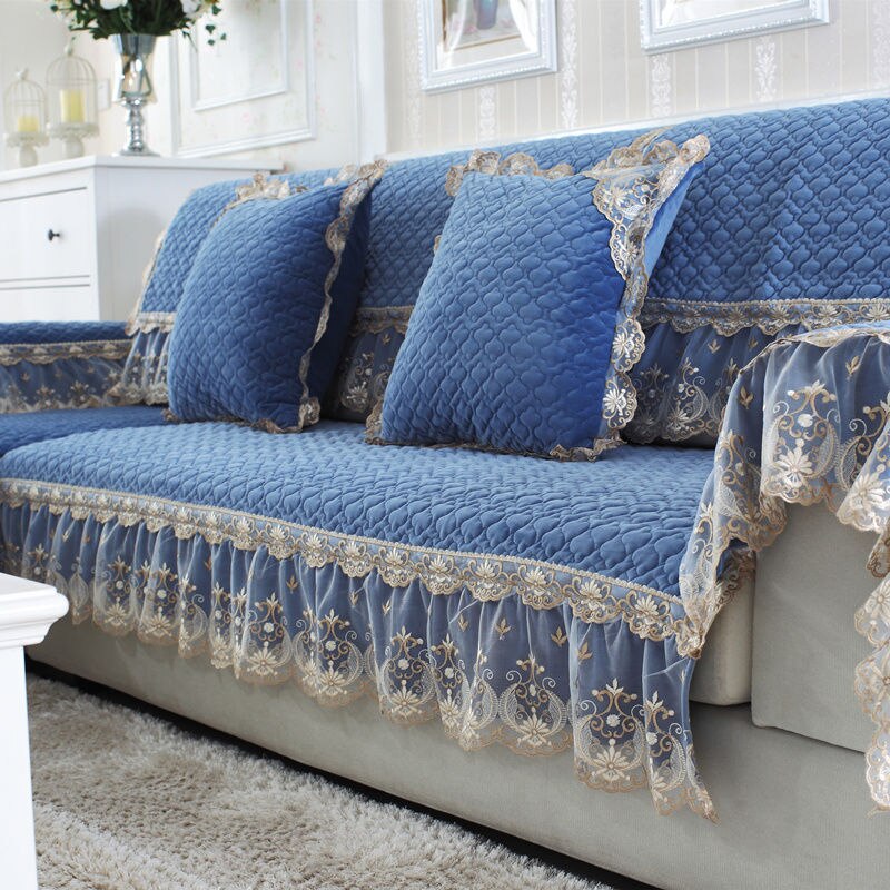 Four Seasons Jacquard Craft Luxury Atmosphere Sofa Cushion Lace Delicate Elegant Non-Slip Sofa Cover Living Room Cushion 1 piece