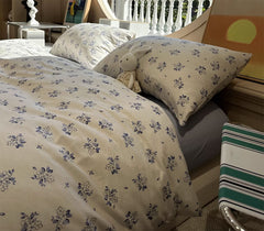 YICKYUE  -  Romantic pastoral flower blue bedding set,twin full queen king floral knit cotton home textile bed sheet pillow case quilt cover