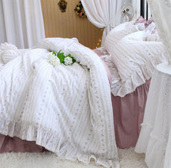 Yickyue  -  Romantic fairyfair french floral bedding set,sweet flower full queen king cotton home textile bedspread pillow case quilt cover
