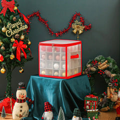 YICKYUE  -  PP Christmas ornaments, colorful balls, string lights, pendant storage box with 64 compartments, fully transparent