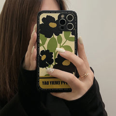 Retro flower leather phone case for iphone 8 7 plus xsmax x xr 11 12 mini 13 pro max soft silicone shockproof couple cover capa