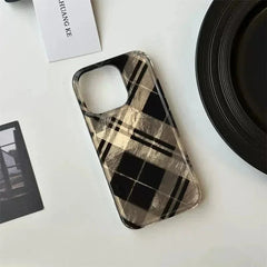 YICKYUE  For iPhone 16 Pro Max Case Retro Black Gold Diamond Grid Pattern Case For IPhone Case 16 15 14 13 12 11 XR XS Max 7 8 Plus Cover