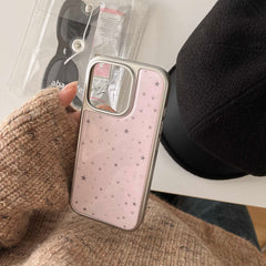 YICKYUE   -  Plating Ins Pink Phone Case For Iphone 15Pro 15 16 13 14ProMax 14 Pro Max 13ProMax 16Pro Stars Fundas Protector Cover