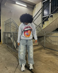 Hearujoy  2024 Summer New Fashion Big Lips Printed Oversized Hoodie Men's Y2K Street Hip Hop Harajuku Loose Long Sleeve Pullover Women's