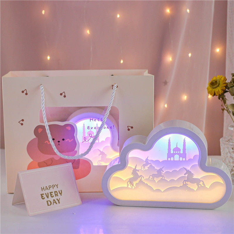 Desk Decoration Paper Carving Light Female High-level Birthday Gifts for Girls Creative Exquisite Lamp Beside Night Light