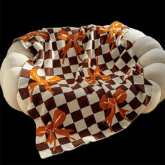 YICKYUE  -  Simple Square Blanket Bow Sofa Blanket Shawl Lunch Blanket Soft Skin-friendly Half-side Velvet Casual Blanket