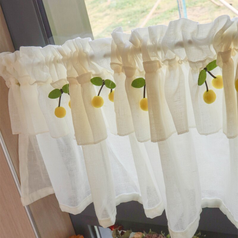 Cilected Korean Short Curtains Small Fresh Kitchen Half Curtains Home Small Windows Curtain Cabinets Shade Curtains Door Curtain