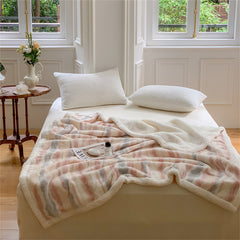 YICKYUE  -  Multicolor Striped Cashmere Blanket, Light Luxury, Simple, Multi-function, Thickened, Home Office, Lunch Break