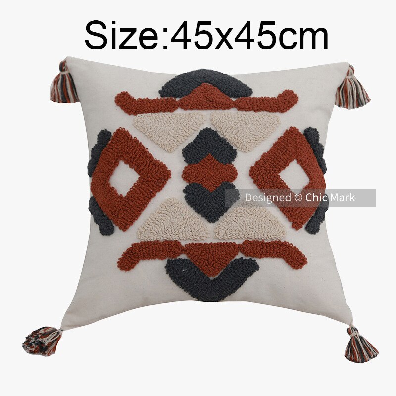 Yickyue Tufted Boho Throw Pillow Cover Morocco Tribal Handmade Pillowcase Woven Accent Cushion Cases for Sofa Couch Bedroom Decor TJ7150