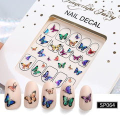 1pc 3D women butterfly nail decoration Nail Water Sticker Flower Flamingo Beauty Slider Colorful Plant Pattern Manicure Sticker