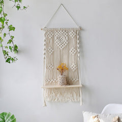 Macrame Shelves for Bedroom & Plant  Boho Home Decor Christmas Decoration Wooden Wall Shelf Candle Holder Floating Shelves Gift