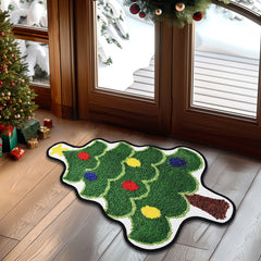 YICKYUE  -  Christmas Tree Shape Floor Mat Anti Slip Entrance Door Bedroom Bath Toilet Mat Carpet 2025 New Year Gift Navidad Home Decoration