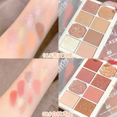 Yickyue Shiny Bright Eyes 8 Color Eye shadow Palette Glitter Matte Shimmer Eye Makeup Pigmented Long Lasting Waterproof Smooth Cosmetics