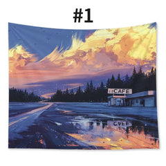 Japan Style Tapestry Wall Hanging Cloth Landscape painting Bedroom Dorm Hanging Cloth Wall Tapestries Home Art Background Decor