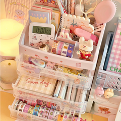 Korea Transparent Storage Box Drawer Organizer Storage Multi Layer Plastic Container Cosmetic Storage Box Makeup Organizer Desk