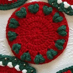 YICKYUE  -  1pc Hand Knitted Coaster Santa Merry Christmas Cups Decorations Crocheted Mug Plate Pad Home Cup Coasters Xmas Table Accessories