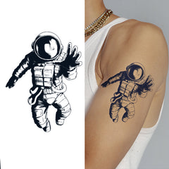 YICKYUE  -  1pc Black Waterproof Temporary Tattoo Astronaut Universe Series Fake Tattoo Arm Tatoos Body Art Cool Cartoon Tattoo Sticker
