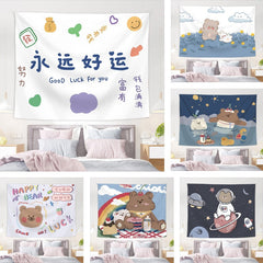 Ins Kawaii Tapestry 100cm Strawberry Bear Bunny Background Cloth Anime Wall Decoration Children's Room Hanging Cloth Live Cloth