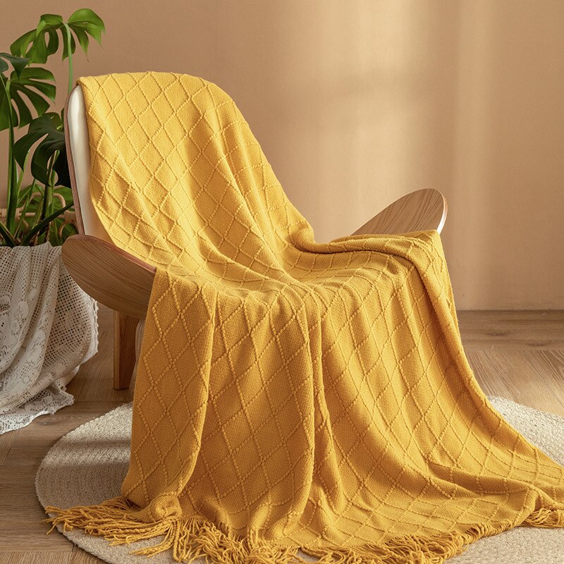 Yickyue Plaid Designer Blanket Super Soft Knitted Summer Blanket for Sofa Home Use Skin-friendly Nap Throw Blankets Decorative Bed Cover