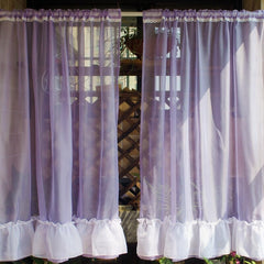 Yickyue Princess Style Half Short Curtains for Kitchen Bathroom Cafe Solid Lace Sheer Curtains for Living Room Bedroom Home Window Panel