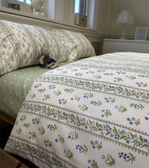 YICKYUE  Romantic pastoral flower bed set,twin full queen king green blue floral cotton home textile bed sheet pillow case quilt cover